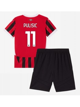 Otroški Nogometna dresi replika AC Milan Christian Pulisic #11 Domači 2024-25 Kratek rokav (+ hlače)